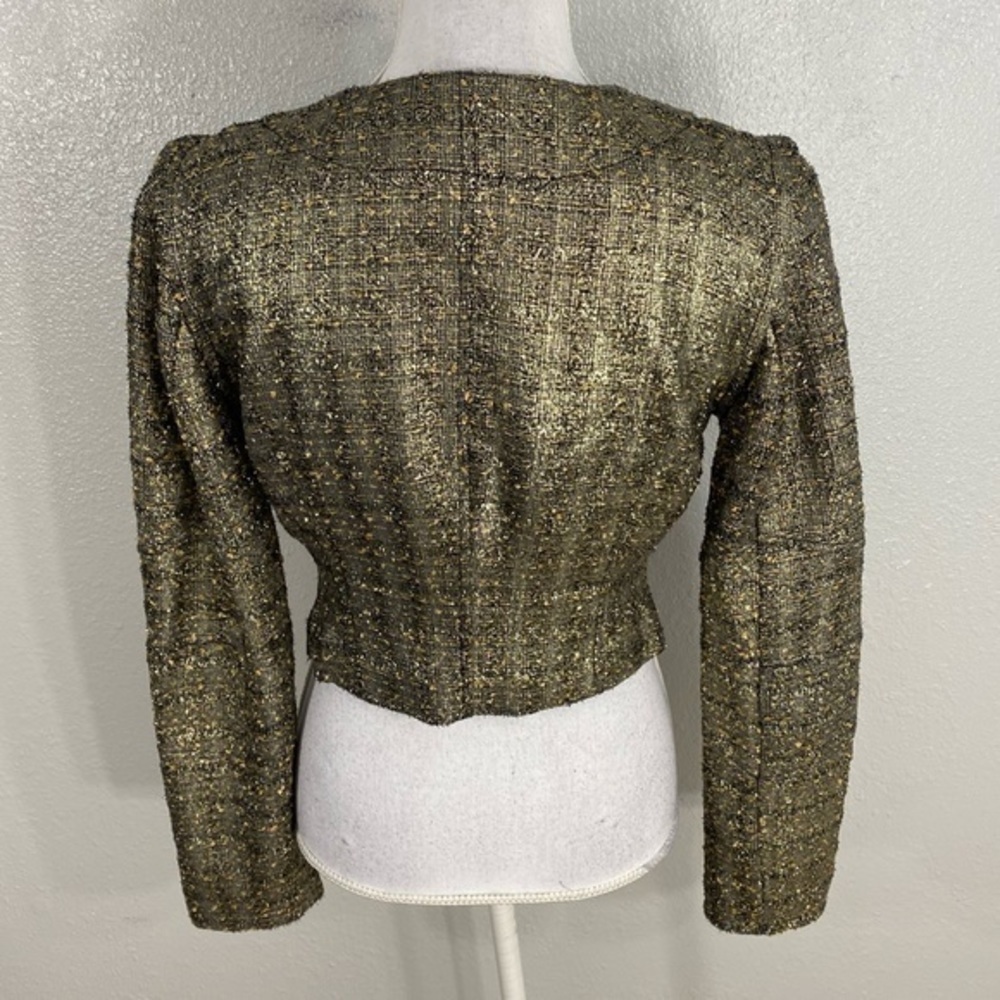 Xoxo metallic gold black tweed crop blazer Large L - Picture 8 of 13